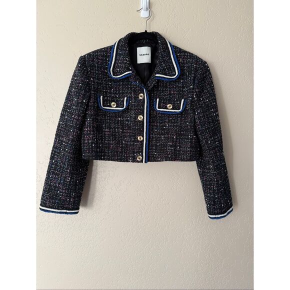 Sandro Vicky Tweed Cropped Jacket - Picture 4 of 11